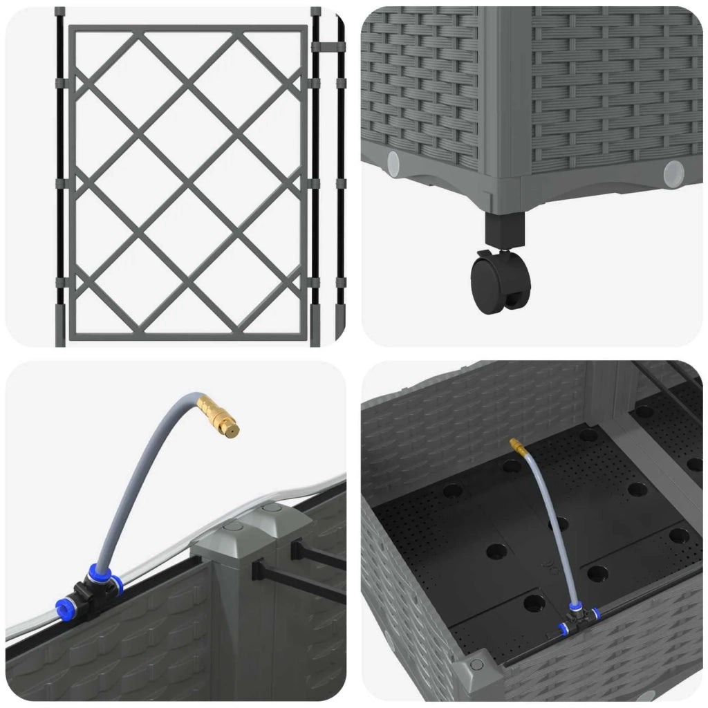 Vaso da Giardino con Irrigazione e Ruote 2 pz Grigio Chiaro PP 3423002