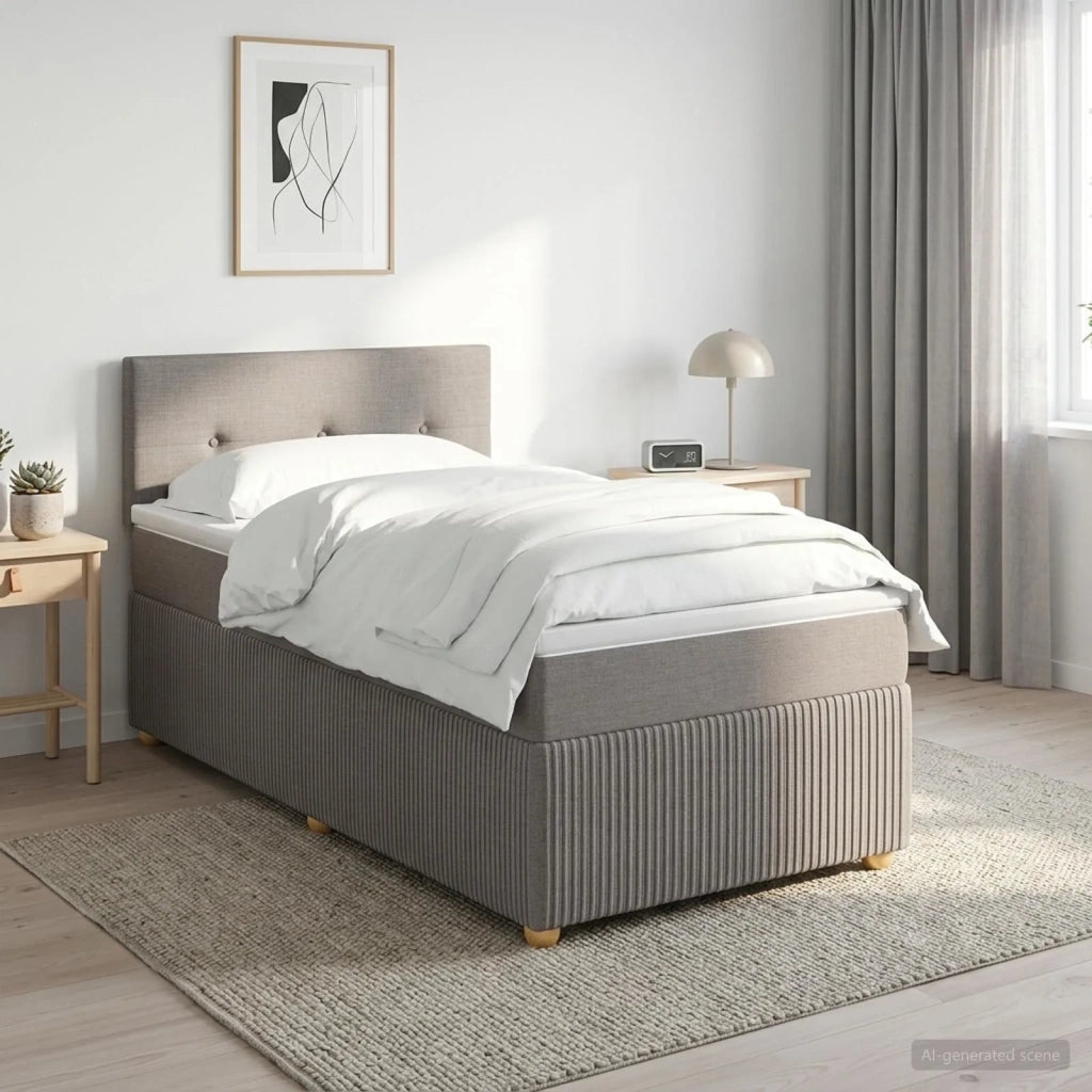 Letto box spring con materasso Tortora 100 x 200 cm Tessuto 3451402