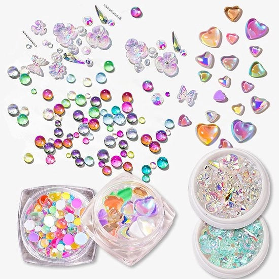 Decorazioni per unghie - Accessori decorativi brillanti per nail art - Set da 4 pezzi