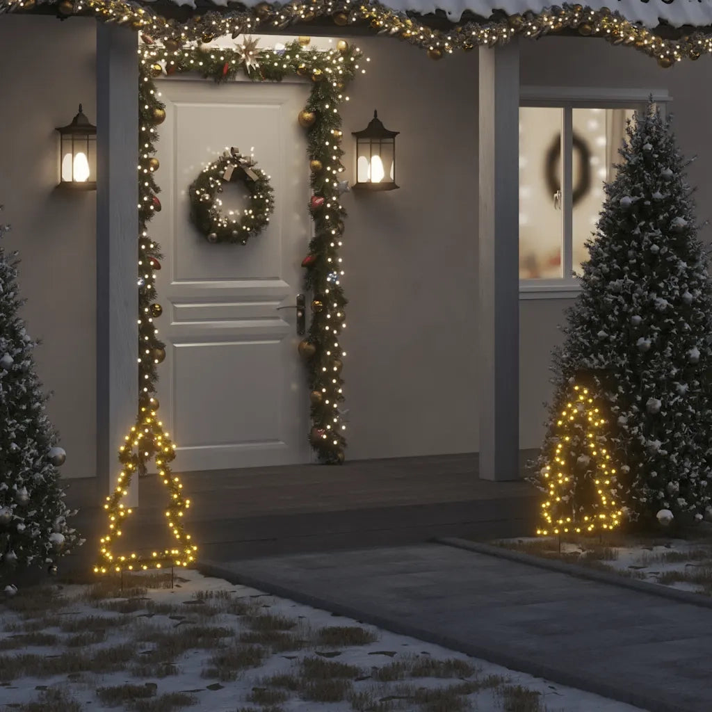Decorazione Luminosa Natalizia con Picchetti Albero 80LED 60cm CFW1353579