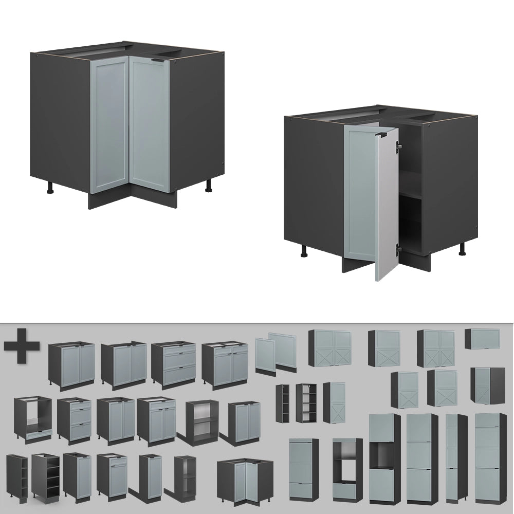 Mobile ad angolo cucina Fame-Line Blu-grigio chiaro/Antracite 80.5 cm, PL Rovere Vicco