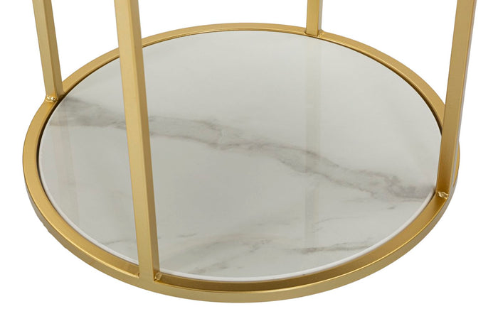 Comodino Montpellier Crema Ø 42x48 cm in Ferro Legno