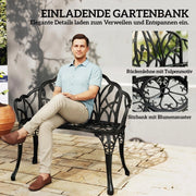 PANCA DA GIARDINO 2 POSTI 99 x 57 x 78 cm in alluminio nero