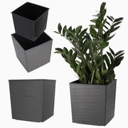 Piantina con Inserto 30 cm – Materiale Resine Sintetica Duratura, Grigio, Esterno e Interno
