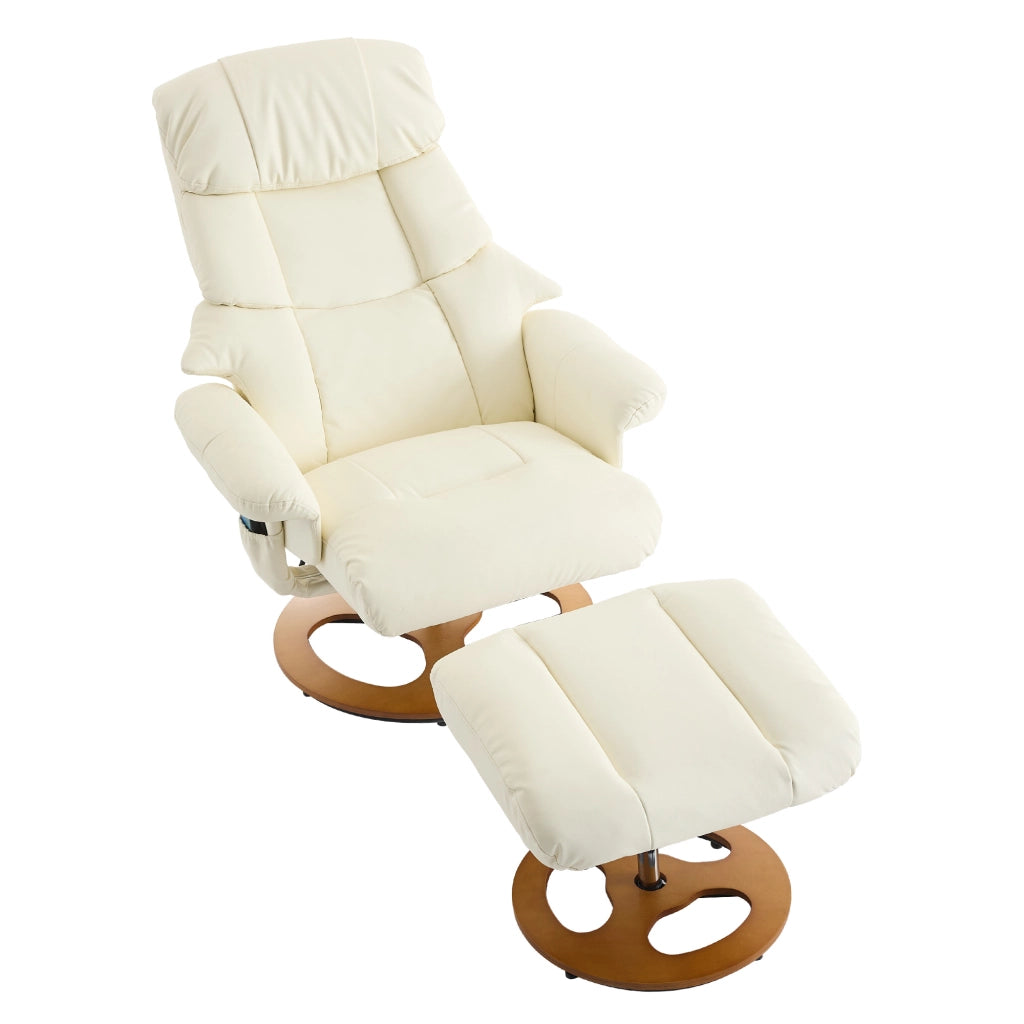 Poltrona Relax Massaggiante Reclinabile con Poggiapiedi Girevole ¨C MINIMAL ¨C Similpelle Bianco