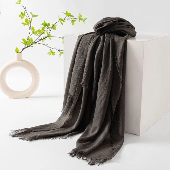 Sjaal donna estivo, sjaal donna per estate e primavera, colori uniformi, protezione solare, ombrellino, sjaal donna, sciarpa donna, grande sjaal donna leggero e trasparente in tessuto di rete 74”×39” - Grijsgroen - 190*100cm