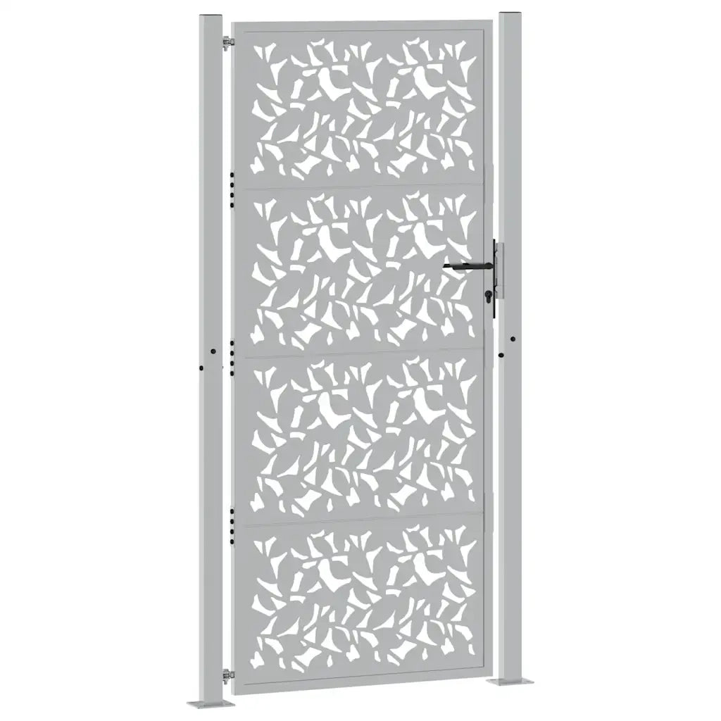 Cancello da Giardino 105x205 cm Acciaio Corten Design a Foglia