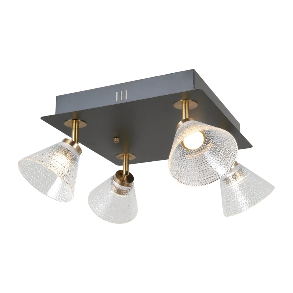 Plafoniera quadrata nera ORELLA vetro LED 16W Italux