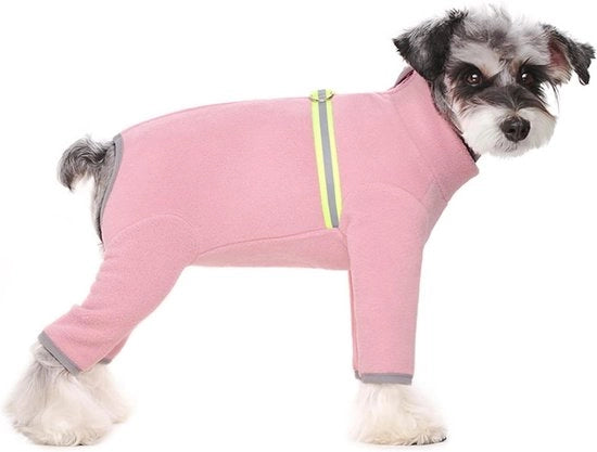 Abbigliamento invernale per cani - Cappotto per cani - Fleece soffice - Cerniera riflettente - Cappotto per cani - Pigiamino - Inverno - Abbigliamento - Rosa - XXL - Adatto per cani piccoli