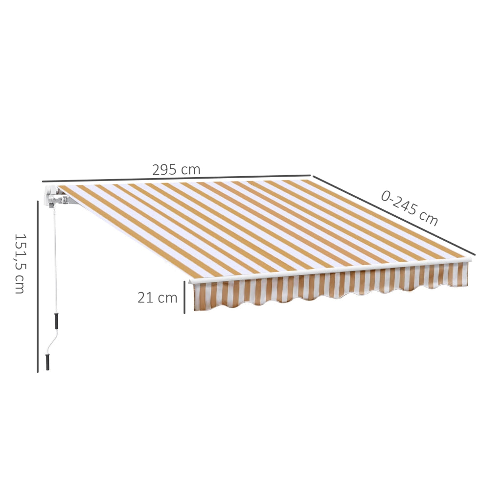 Tenda a braccio articolato 3 x 2.5 m con manovella telaio in alluminio protezione solare per balcone e terrazza
