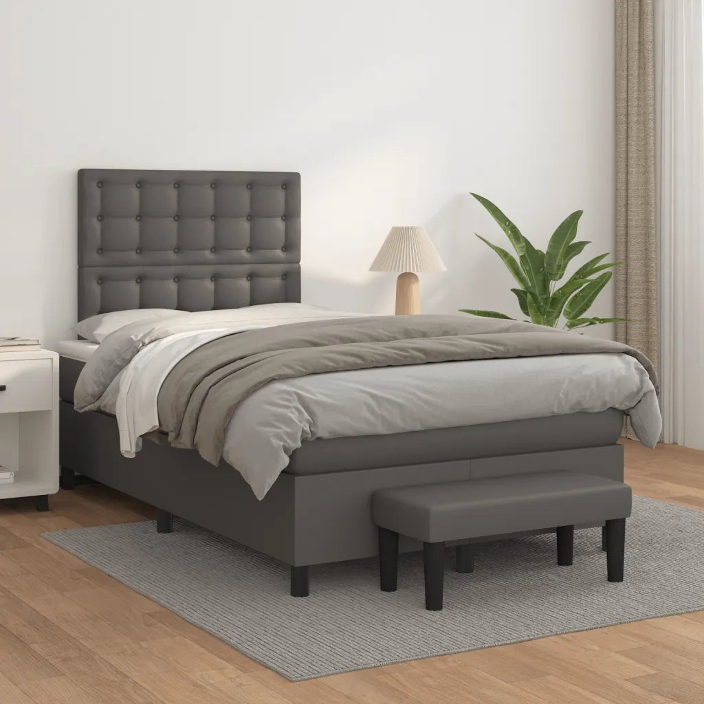 Giroletto a Molle con Materasso Grigio 120x190 cm in Similpelle 3270455