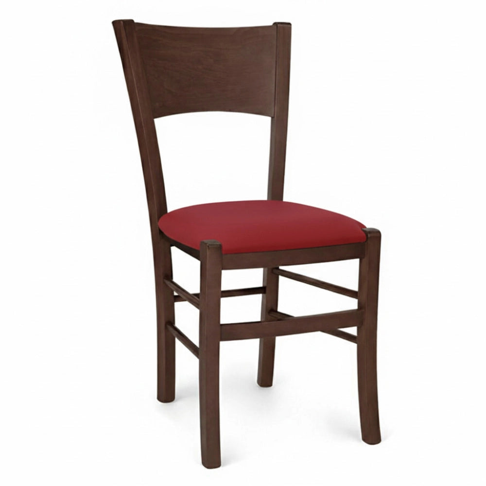 Sedia da  sala da pranzo Lucy in legno noce scuro con seduta imbottita Rosso