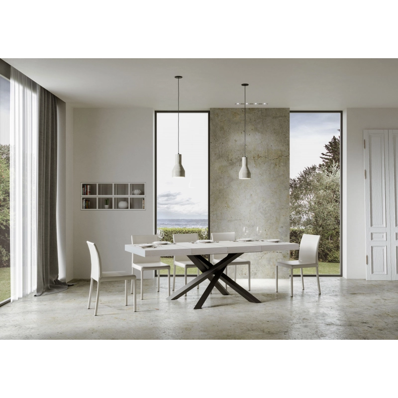 Tavolo allungabile 90x130/234 cm Volantis Premium telaio Antracite - Bianco Frassino