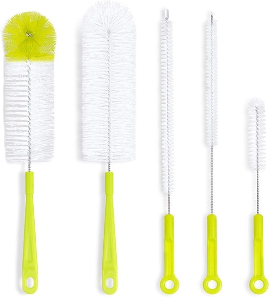Set di spazzole per bottiglie, set di pulizia per bottiglie con manico lungo per bottiglie di birra piccole, verde