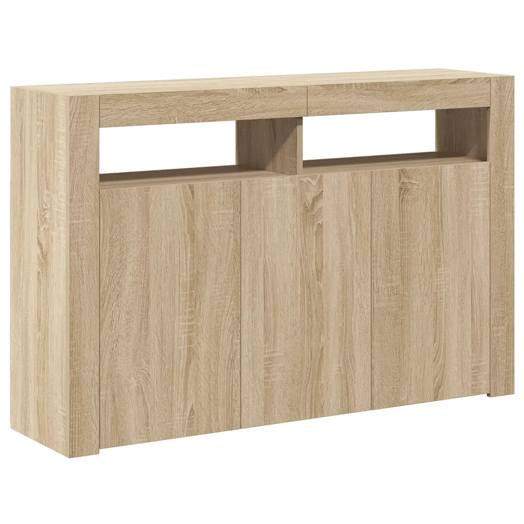 Credenza | Madia | Buffet da pranzo | Armadio da pranzo con Luci LED Rovere Sonoma 115,5x30x75 cm