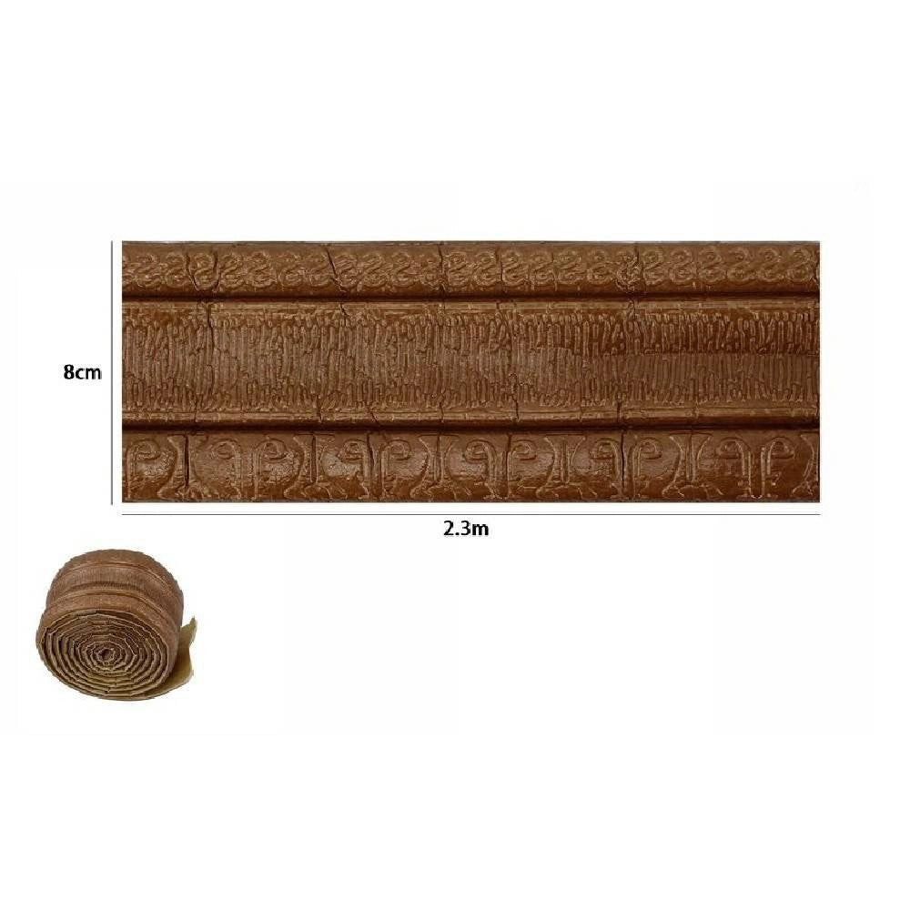 Trade Shop - Rotolo Carta Adesiva Per Parati Mobili Greca Stampa 3d Marrone 8cm X 2.3mt 69219 -