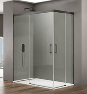 Box doccia angolare BASIC apertura al vertice 95x75 cm (90-95/70-75) titanio vetro trasparente