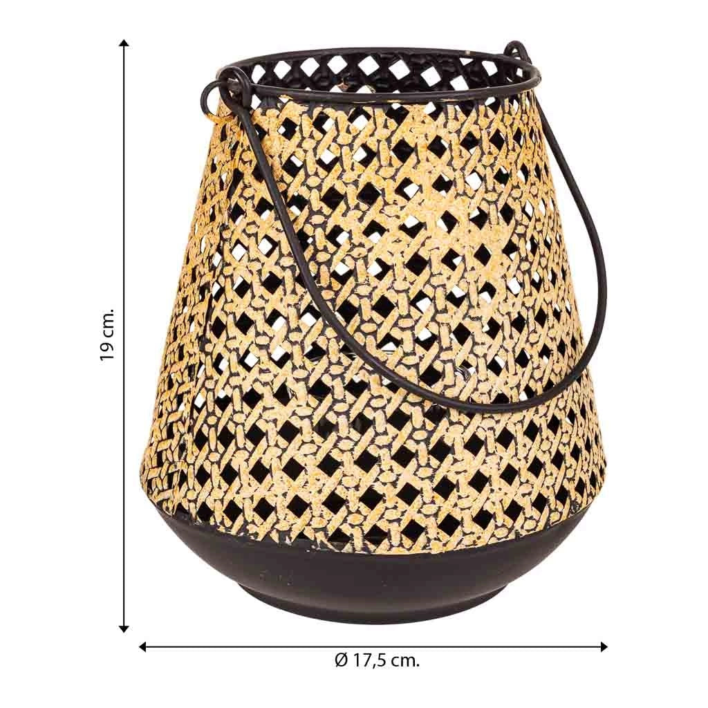 Portacandele in metallo dorato 17,5x17,5x19h
