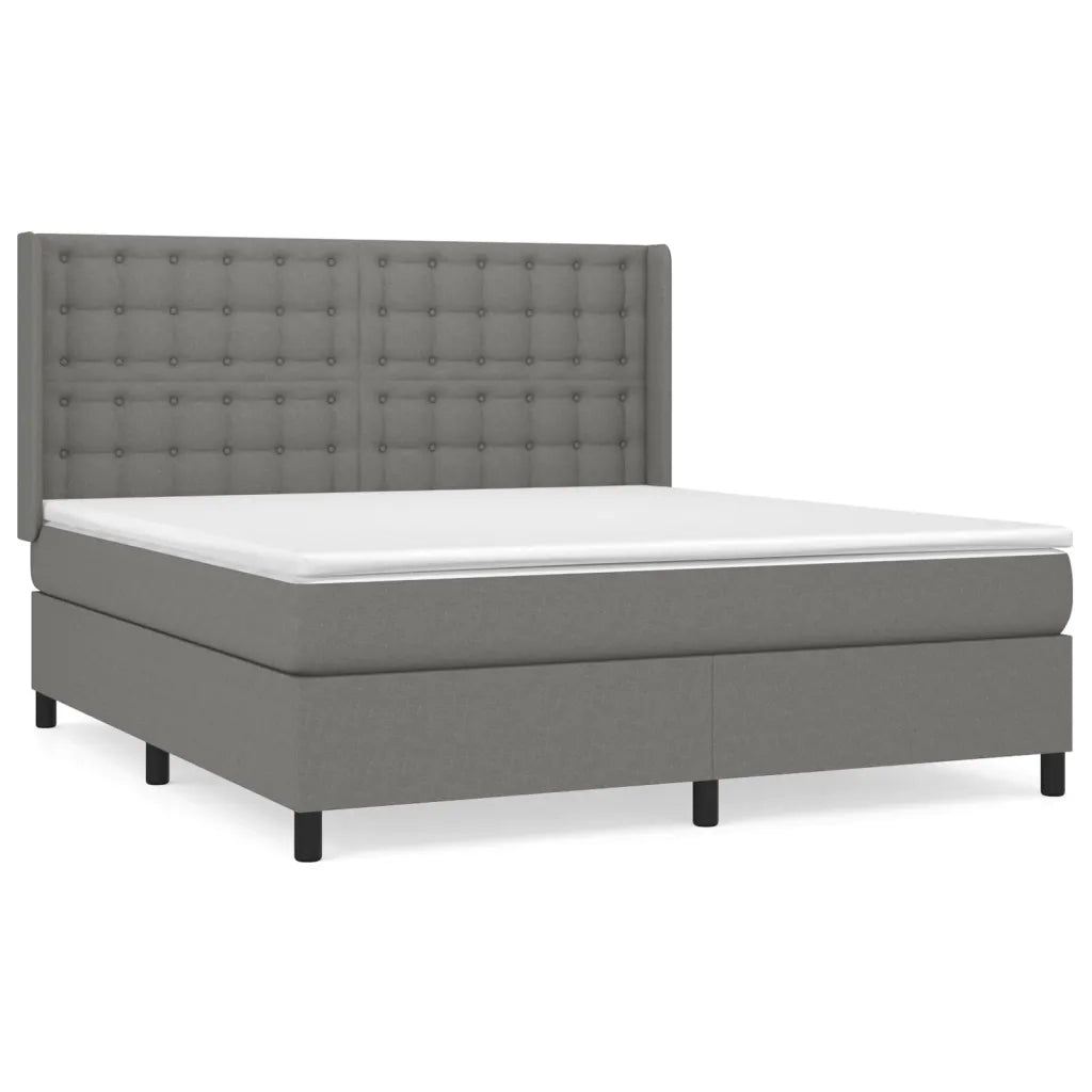 Giroletto a Molle con Materasso Grigio Scuro 160x200 cm Tessuto 3131762