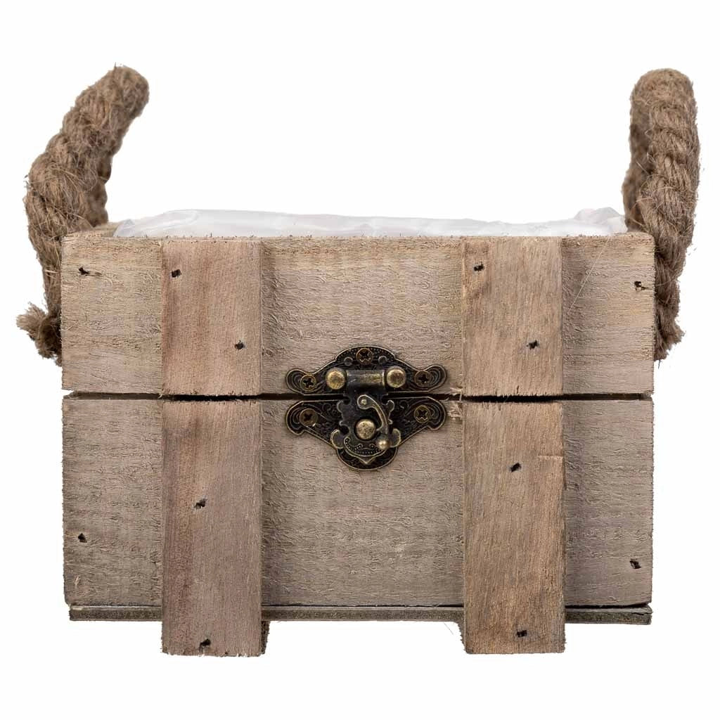 Cesto in legno con manici marroni 14x14x9,5h