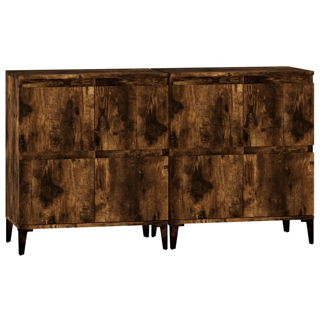 Credenze 2pz | Madia | Buffet da pranzo | Armadio da pranzo Rovere Fumo 60x35x70 cm in Legno Multistrato