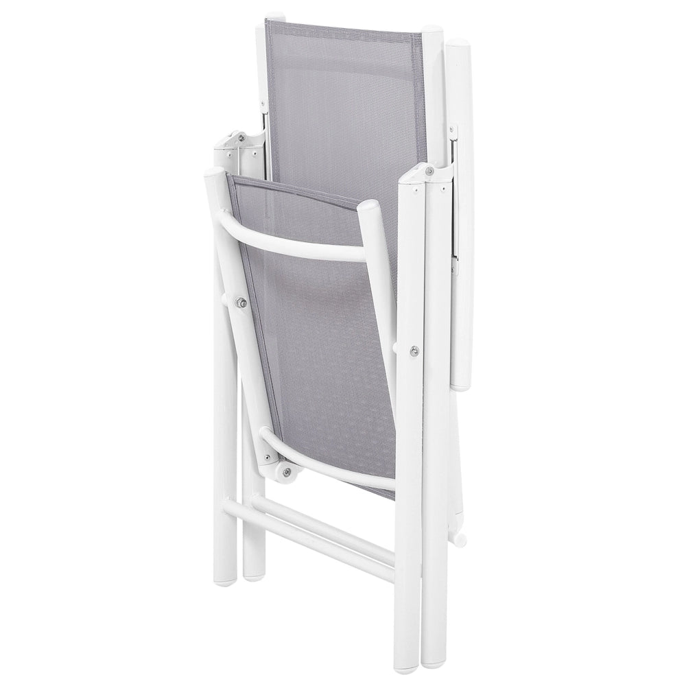 Set da pranzo da giardino in 7 pezzi Tavolo da pranzo in alluminio grigio con 6 sedie pieghevoli