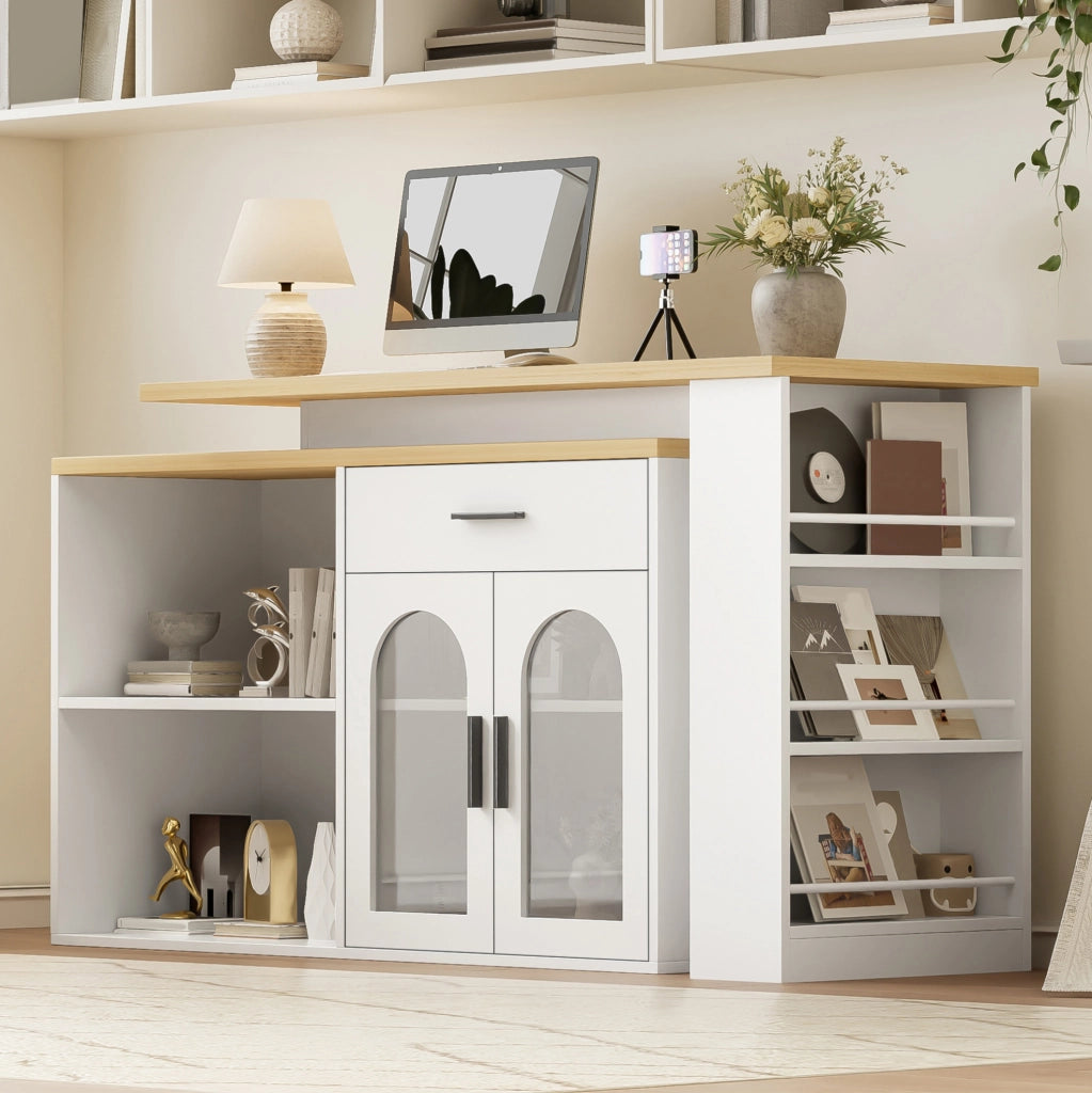 Isola da cucina girevole con piano estensibile e contenitore