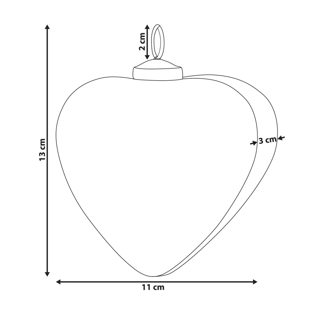 Set di 4 palline di Natale fatte a mano in vetro grigio a forma di cuore appese all'albero di Natale.