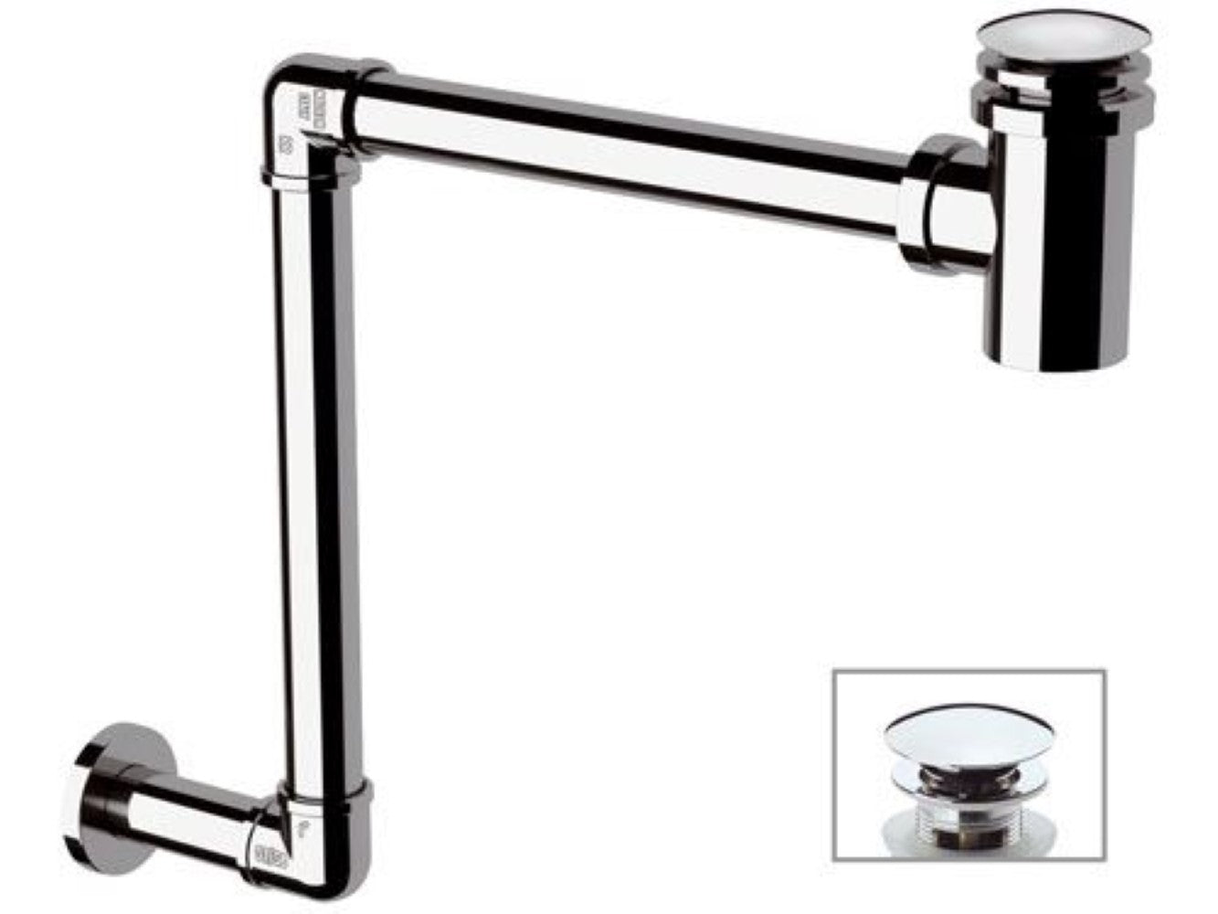 Sifone salvaspazio con piletta click-clack cromo