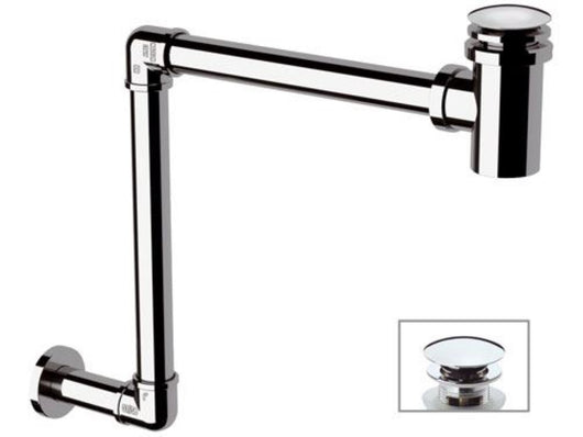 Sifone salvaspazio con piletta click-clack cromo