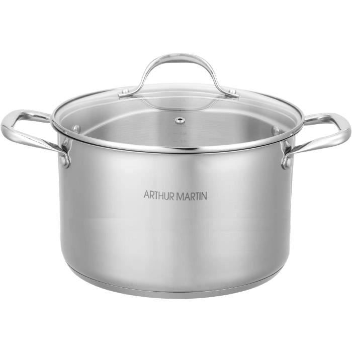 AM0073 Arthur Martin Pentola 32 cm con coperchio  Acciaio inossidabile  Tutte le fonti di calore compresa l'induzione