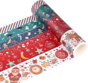 Set di Nastro Adesivo per Natale 6 Rulli Decorazioni per Natale DIY Tavolo per Regali Autoadesivi per Progetti di Natale - Sigillatura per Carte Natalizie - Avvolgimento di Regali - Scrapbooking - Progetti di Artigianato
