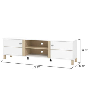 Dragoni, Mobile Porta tv 2 Ripiani, 176x40x52h cm Bianco Opaco
