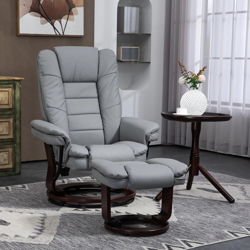 Poltrona relax reclinabile girevole con poggiapiedi ¨C zephmum ¨C Grigio similpelle