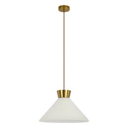 Lampada a Sospensione BEA Rossini Group 40cm - Vetro Bianco Satinato Plissettato, Attacco E27, Struttura Oro IP20, Classe I - Illuminazione