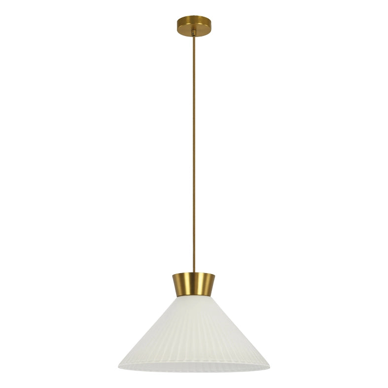 Lampada a Sospensione BEA Rossini Group 40cm - Vetro Bianco Satinato Plissettato, Attacco E27, Struttura Oro IP20, Classe I - Illuminazione