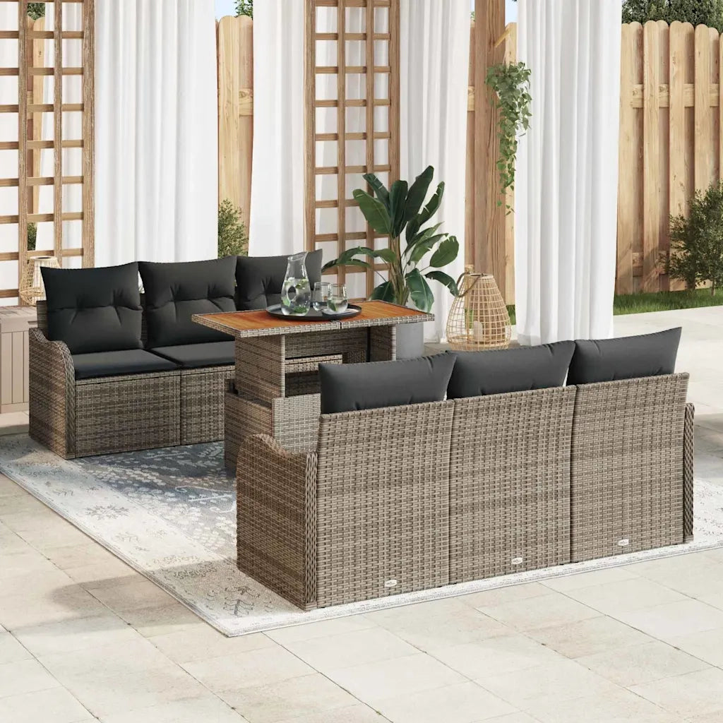 Set Divano da Giardino con cuscino 7 pcs Grigio polyrattan 3349404