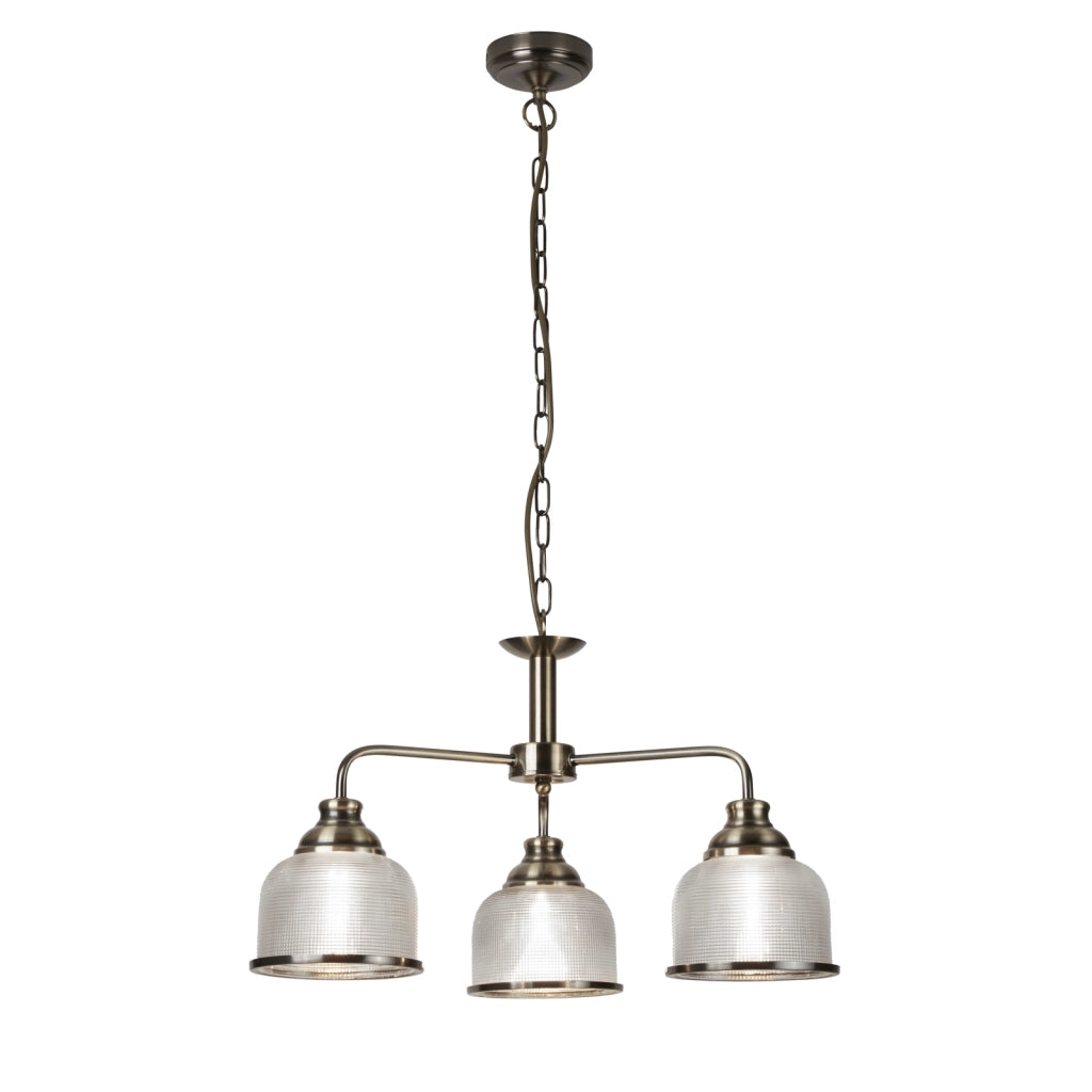 Lampadario Contemporaneo Bistrot Ii Acciaio Ottone Vetro Trasparente 3 Luci E27