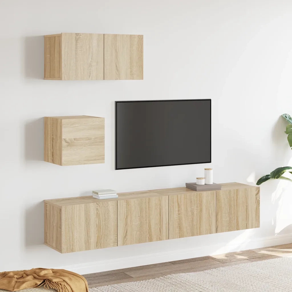 Set di Mobili Porta TV 4 pz-Credenza per TV Rovere Sonoma in Legno Multistrato 505571