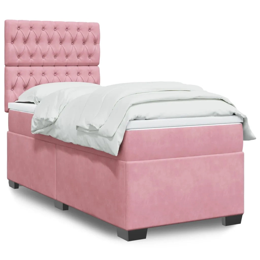 Giroletto a Molle con Materasso Rosa 80x200 cm in Velluto 3290773