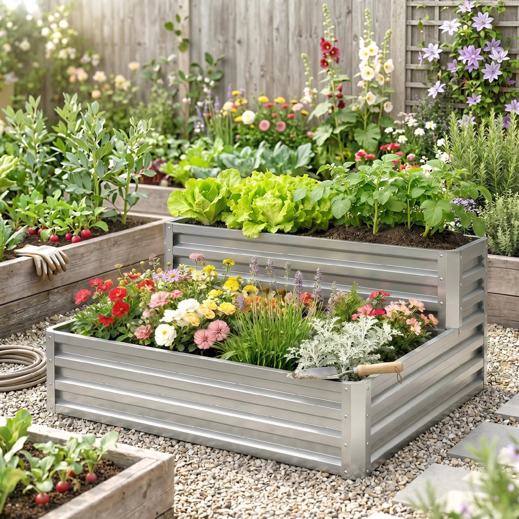 Fioriera Giardino Aperta in Acciaio Galvanizzato ¨C zephmum ¨C 120x101x58 cm Argento