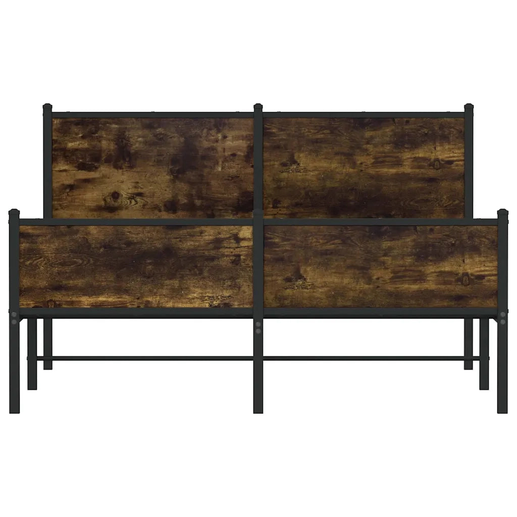 vidaXL Giroletto senza Materaso in Metallo Rovere Fumo 150x200 cm