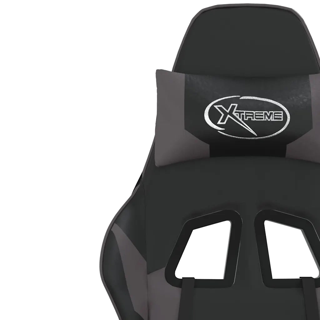 Sedia da Gaming | Sedia da e-sports Massaggiante Nero e Grigio in Similpelle