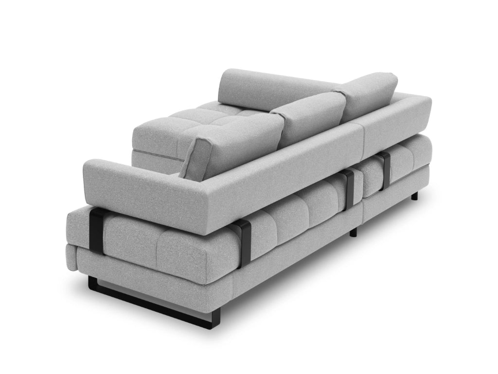 Cosmopolitan Design - Divano convertibile angolare sinistro con box "Clinton" 5 posti in tessuto strutturato grigio 