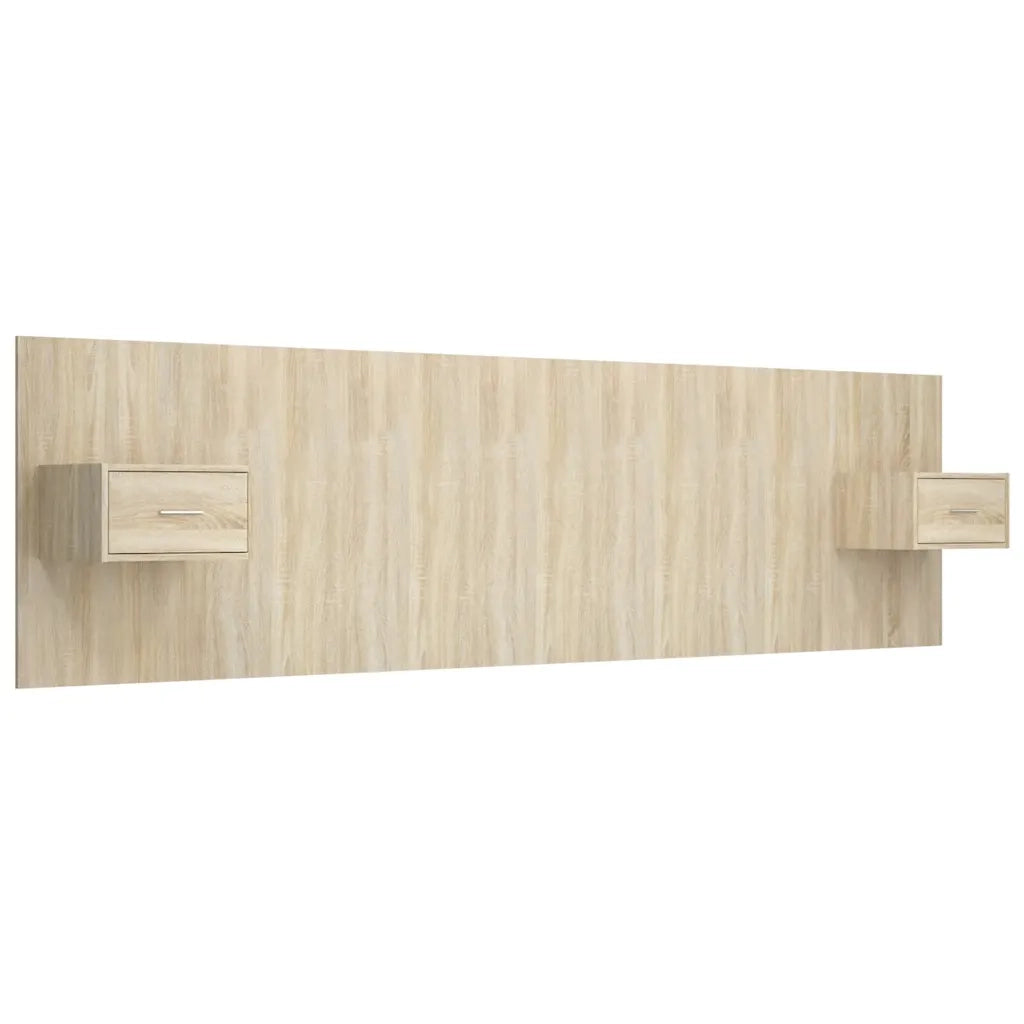 Testiera Letto con Comodini in Legno Multistrato Rovere Sonoma 3115726