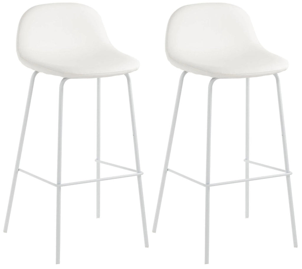 Set 2 Sgabelli 42x43x91,5 cm in Similpelle Bianco