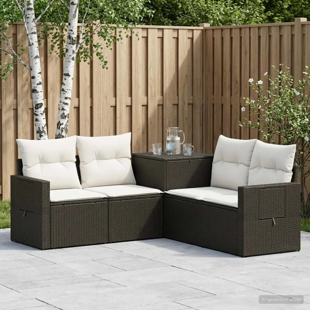 Set di divani 5 pz Nero e Bianco Crema 3447872