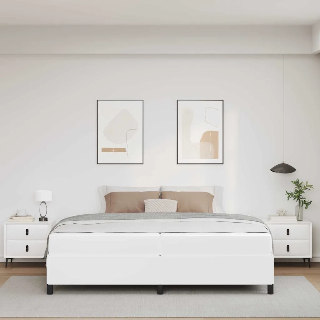 Struttura del letto con materasso Bianco 200 x 200 cm Tessuto