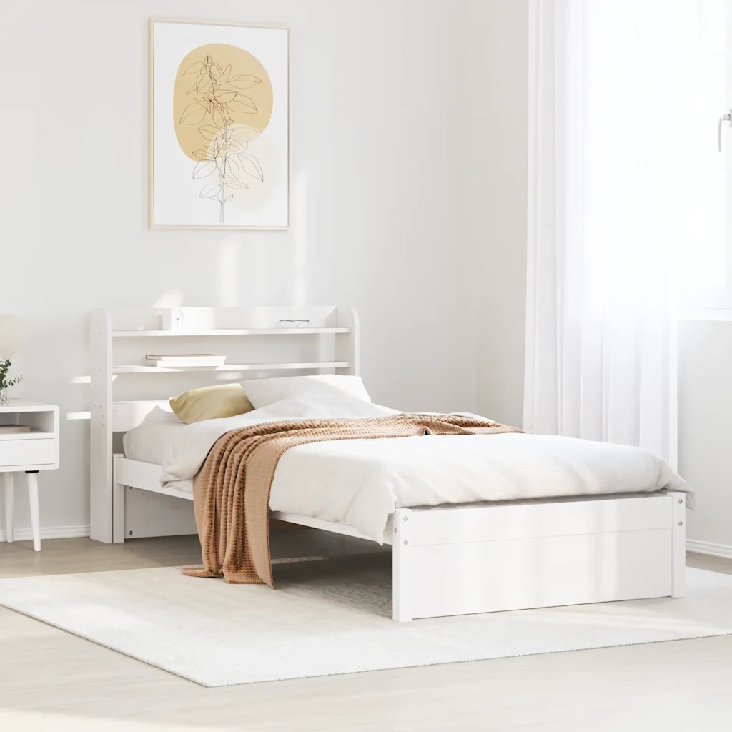 vidaXL Giroletto con Testiera Bianco 75x190 cm Legno Massello di Pino
