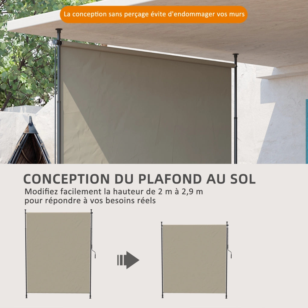Tenda da balcone scorrevole a manovella ¨C zephmum ¨C sabbia 200x305 cm alluminio
